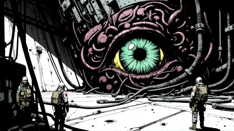 A Vast, Desolate Expanse Of An Infinite Megastructure Is Cap... — FLUX AI Prompt: A vast, desolate expanse of an infinite megastructure is captured from a low, ob...