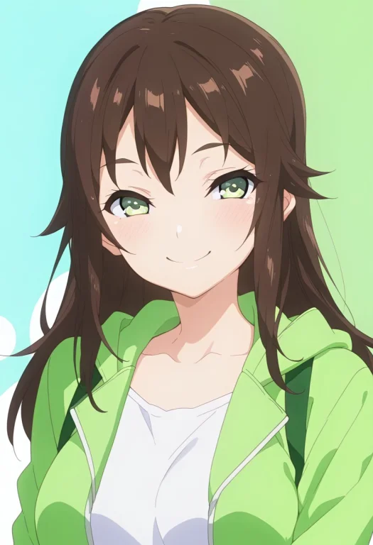 Chiakiseikatsushuukan,1girl,solo,green Eyes,brown Hair,long...