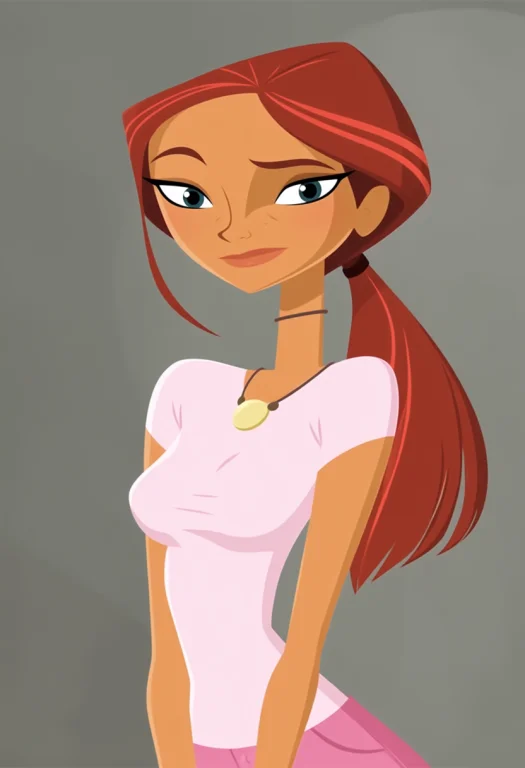 Emmacasual, Long Red Hair, Ponytail, Dark-skinned Female, Bl...
