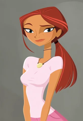Emmacasual, Long Red Hair, Ponytail, Dark-skinned Female, Bl... — Stable Diffusion AI Prompt: Emma_casual, long red hair, ponytail, dark-skinned female, black eyes, white shi...