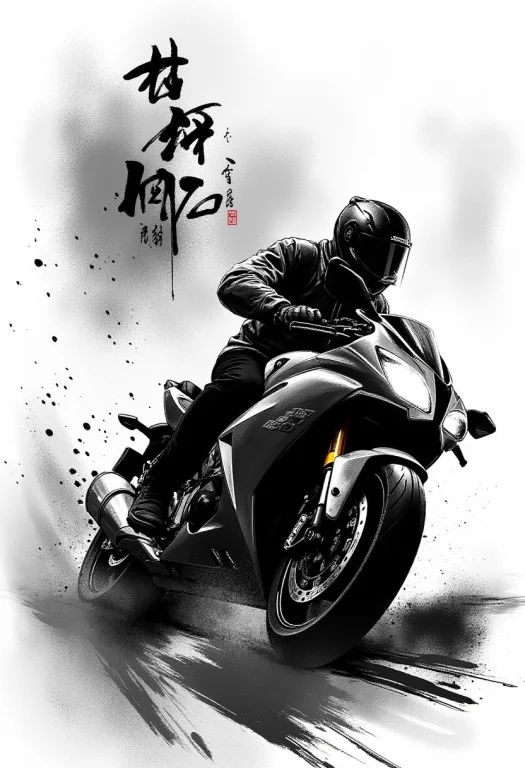 Loramartialartsworld1 Scene Description Motorcyclist In Ink...