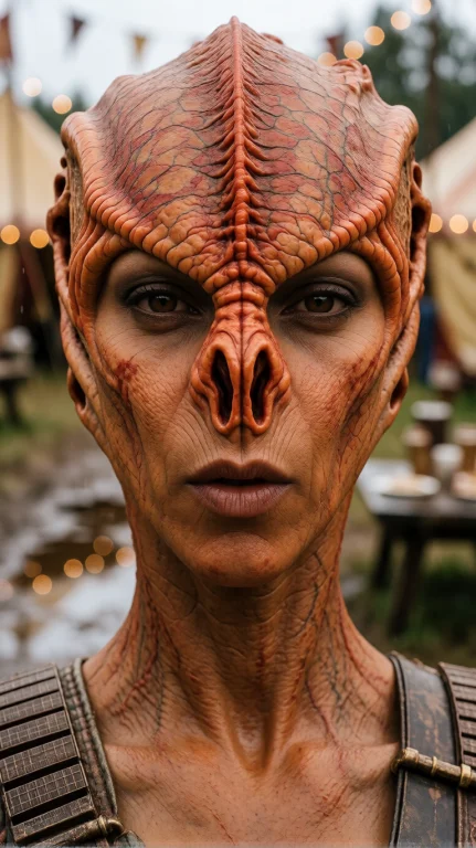 Tmrnfml Alien Woman, Extreme Close-up, Frontal, Direct Gaze,...