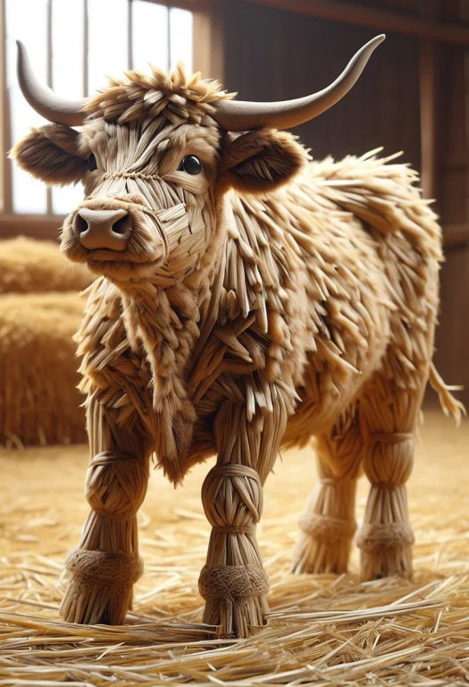 Masterpiece, Best Quality, Straw Baby Bull With Tarred Side,...