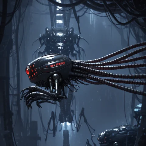 Matrsent Robot Tentacles Prompt — Stable Diffusion AI Prompt: matrsent,robot,tentacles, side view,flying,
