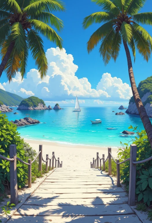 Create A Breathtaking Image Of The Following Paradisiacal Be...