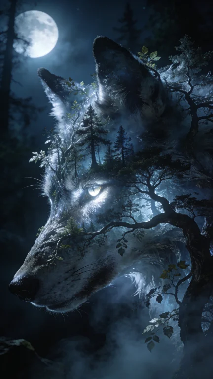 A Breathtaking, Hyper-realistic Image Of A Wolf At Night, Wi...