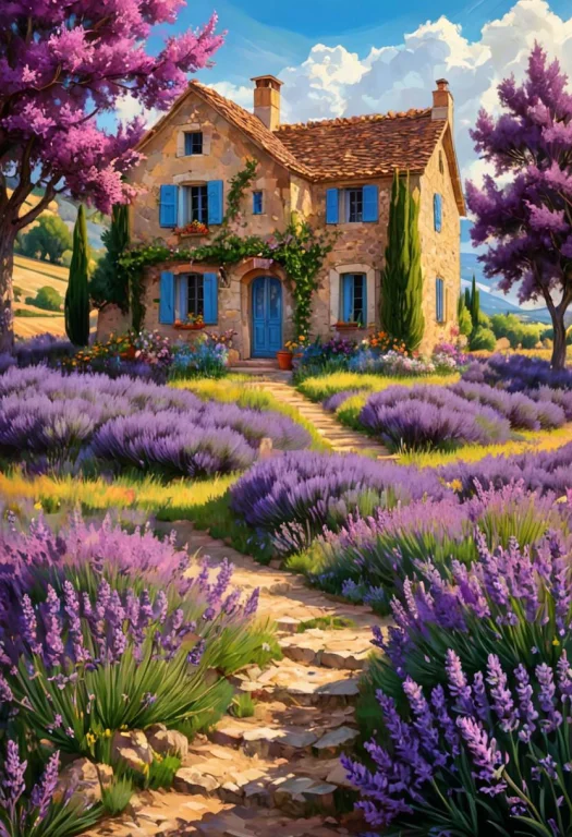 Create A Wallpaper Painting Picture Of A Beautiful Small Cot...