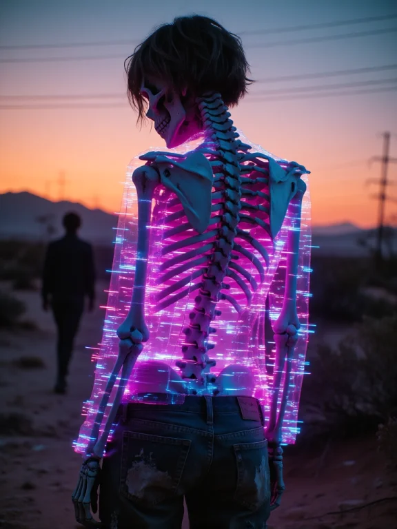 Photograph Of A Skeletal Humanoid Figure With A Transparent,...