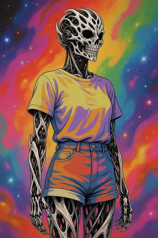 Dcfrcanma. Cyborg Girl. She Is Wearing T-shirt And Shorts. W...