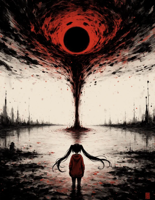 Sumiink, Abstract Painting, Gloom Theme, Black Hole, Glitch1...