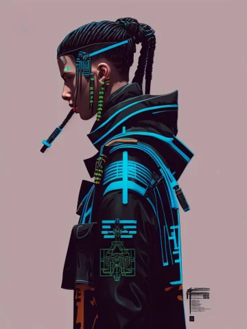 Bob Cut Hair Japanese Girl With Green Neon Vibrations, Looki... — Stable Diffusion AI Prompt: bob cut hair japanese girl with green neon vibrations, looking at something in t...
