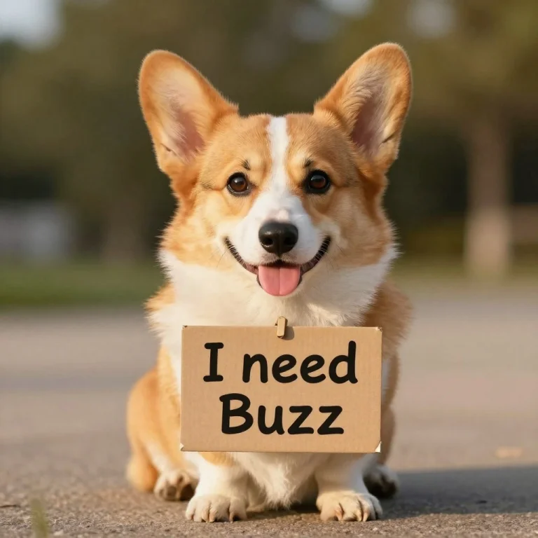 Generate A Cute Realistic Golden Hour Tricolor Corgi Holding...