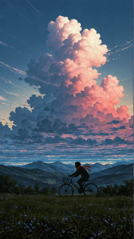 ,less Fingers,1other, Bicycle, Blue Sky, Bush, From Side, Fu...