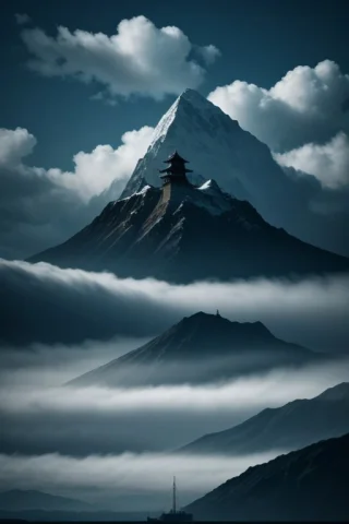 Serene Sail - Title Temple In The Sky Minimalist Ink Sketch,... — Stable Diffusion AI Prompt: "Serene Sail" - Title: "Temple in the Sky" Minimalist ink sketch, double exposur...