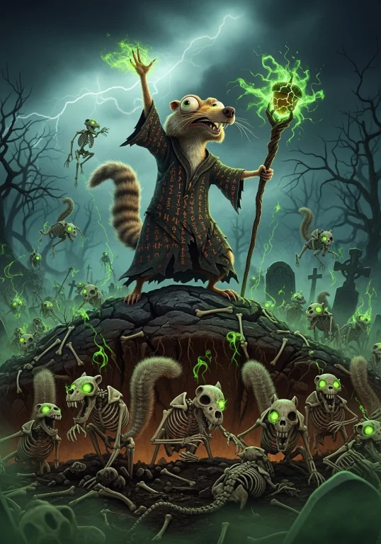 A Photorealistic, Dark Fantasy Scene Depicting Scrat From Ic...