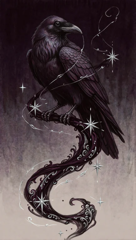 123. Anthropomorphic Raven Weaver, Liquid Ink Trails, Floati...