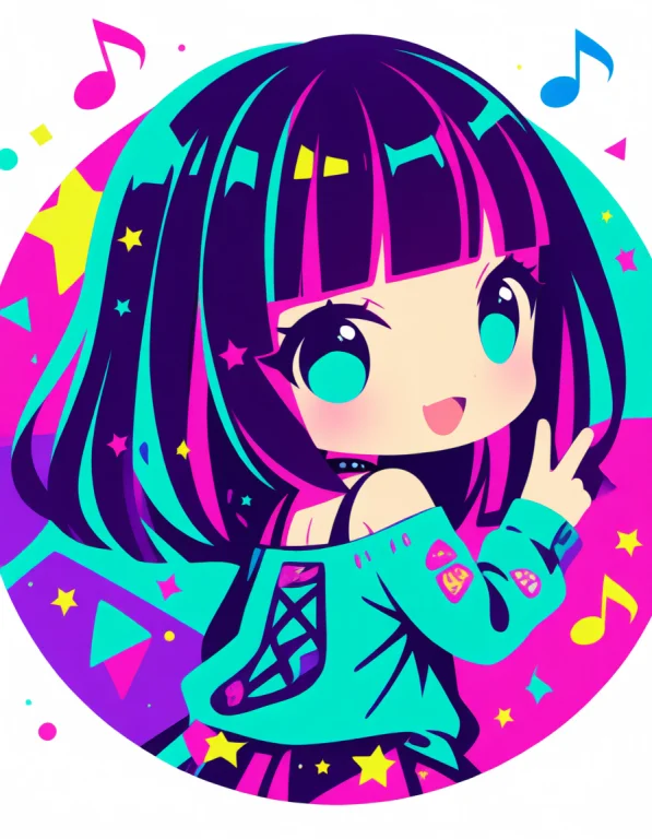 Colorful Vector Art, Flat Color, Colorful Background. Chibi,...