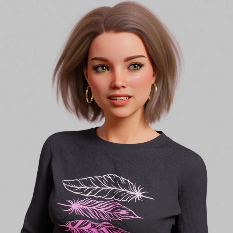 1girl, Short-medium Hair, Green Eyes, Sweater,