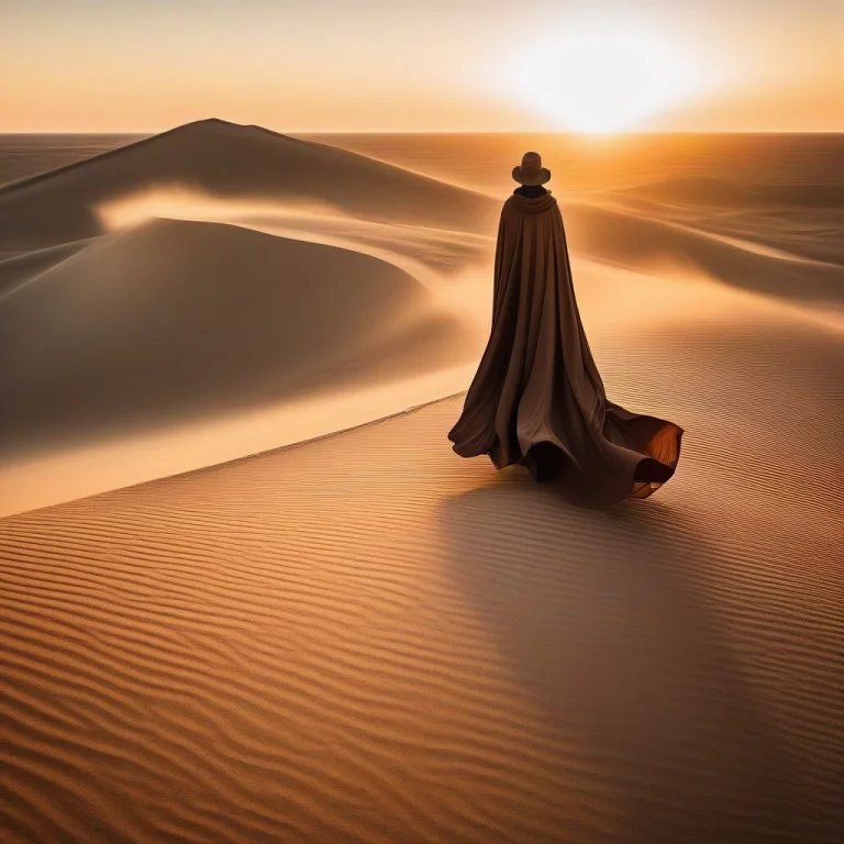 A Flowing Cape Lifted On A Windy Dune, Editorial Photography...