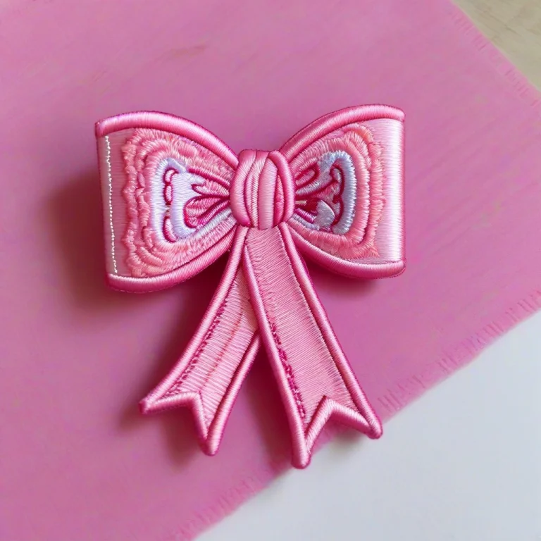 Ribbon, Pink Ribbon, Bow, , Emoji, Ral-embroideredpatch