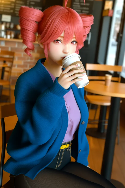 1nc1s3, Photorealistic, 1girl, Solo, Kasane Teto, Drinking C...