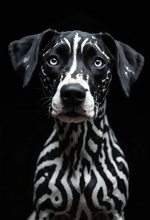 Hyperrealistic Close-up Portrait Of A Dalmatian Dog With Str...