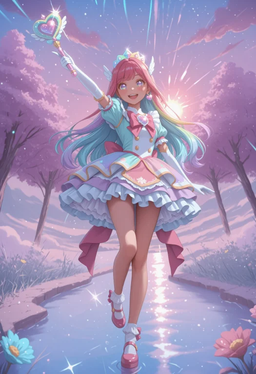 Ff-ca, 1girl, Rainbow Eyes, Pastel Rainbow Hair, Multicolore...