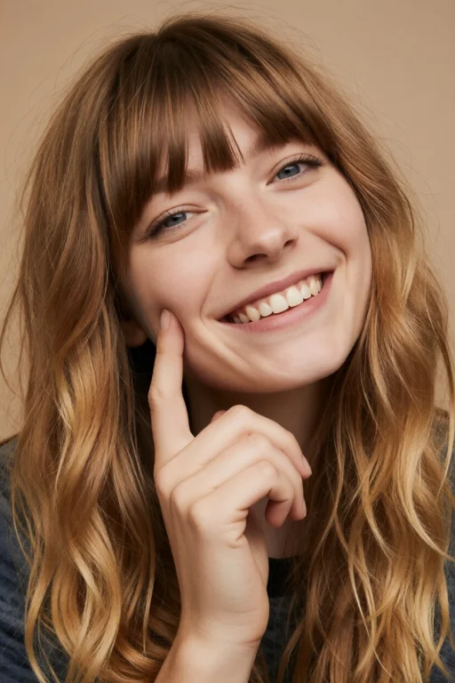 Rlyfreya, Golden Brown Hair With Bangs, Smiling, Head Tilt,...