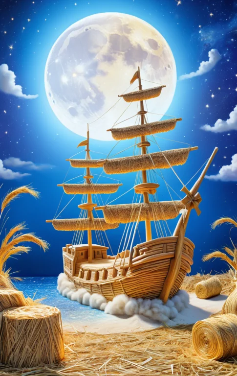 Straw Threads, Hay, Lorastrawthread0.75 Ship Made Of Straw1....