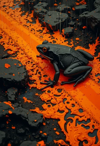 Cinematic Film Still A Small Screen Of Bright Orange Paint I... — FLUX AI Prompt: cinematic film still A small screen of bright orange paint is displayed, highlig...