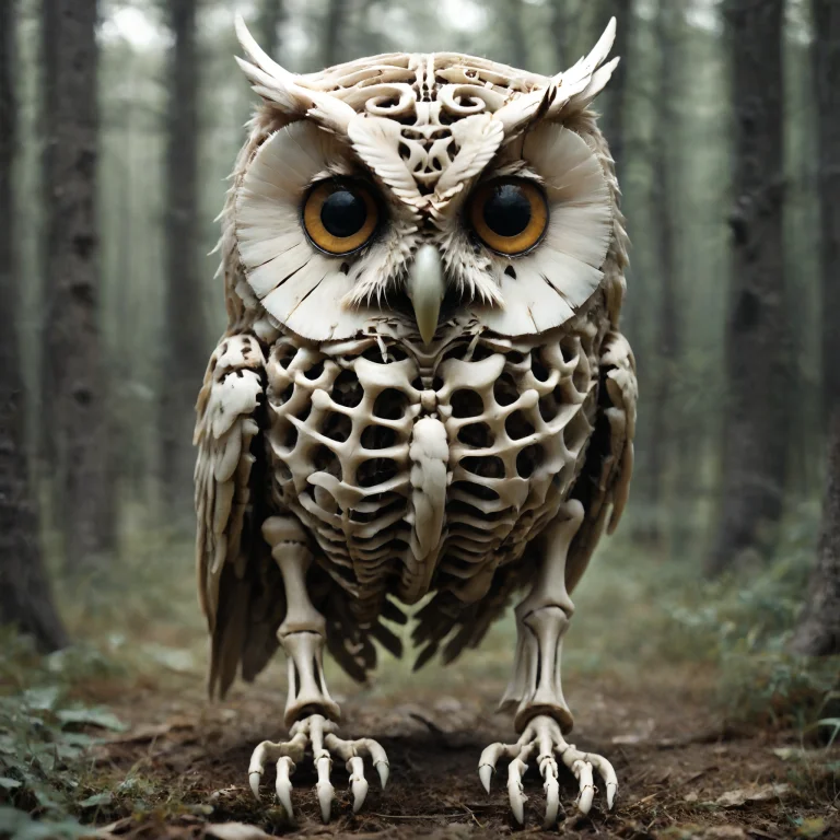 Lazyup7,boneswm, Owl Made Of Skulls, Cute, Forest, Night Lor...