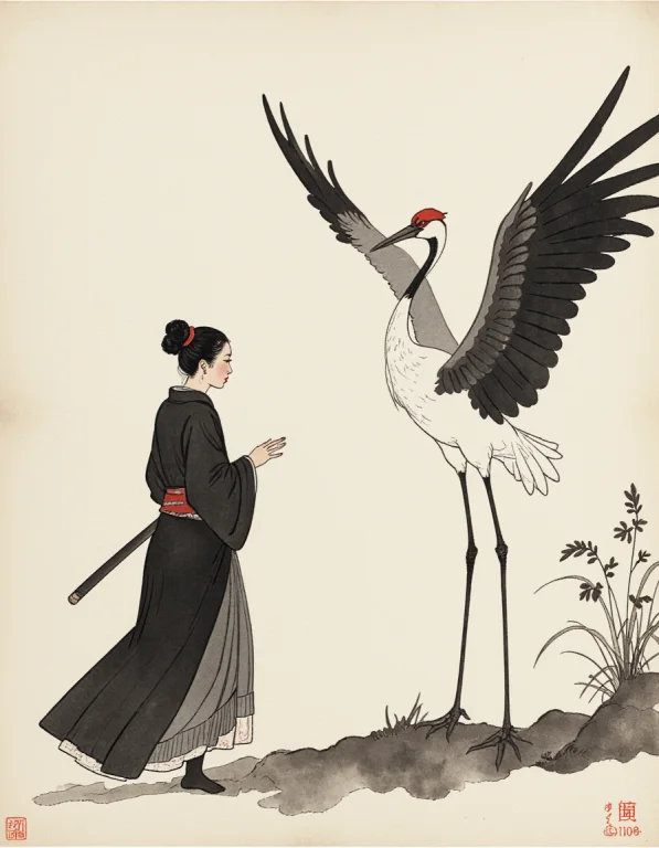An Elegant Ink-wash Painting In The Traditional Japanese Sum...