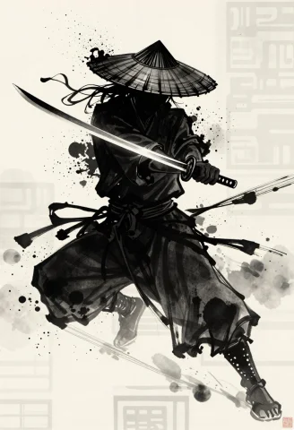 A Highly Expressive Painterly Ink Composition Of A Samurai W... — Stable Diffusion AI Prompt: A highly expressive painterly ink composition of a samurai wearing a traditional...