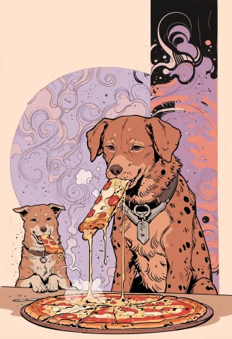 Embeddingillustriousstylelazypos, Eating, Dog, Brown Fur, Sp... — Stable Diffusion AI Prompt: embedding:Illustrious\style\lazypos, eating, dog, brown fur, spotted fur, simple...