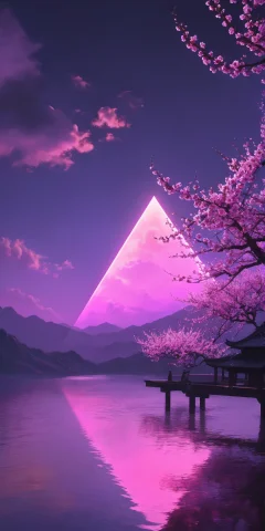 Dream Scenery,a Glowing Purple-colored Triangle, 1plum Bloss... — Stable Diffusion AI Prompt: Dream Scenery,a glowing purple-colored triangle, 1plum blossom, ,, (masterpiece,...