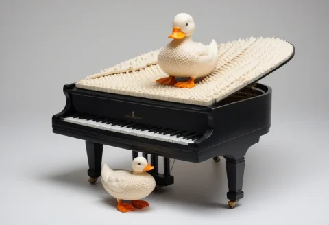 Madefromteef, Photorealistic, A Focused Rubber Duck Pianist... — SDXL AI Prompt: Made_from_teef, photorealistic, a focused rubber duck pianist in a tiny black ta...