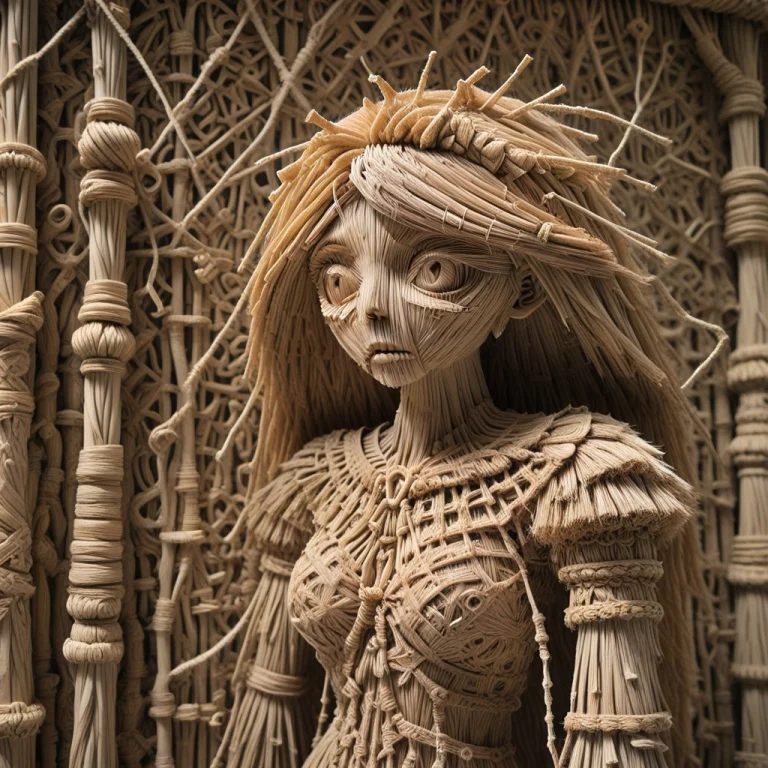 Macrame Of Straw. Detailed, Dynamic, Masterpiece, Macrame Ma...