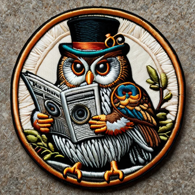 Ral-embroideredpatch, An Owl Wearing A Monocle And Top Hat P...