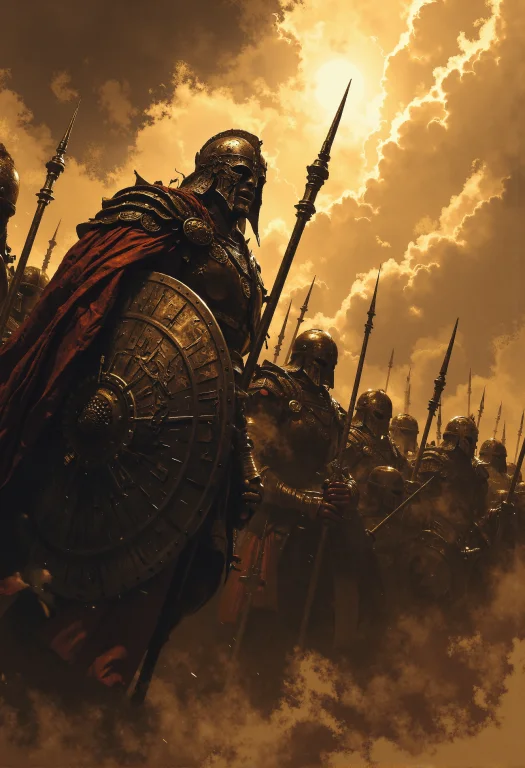 Close-up Of A High-resolution Action Scene Of A Phalanx Form...
