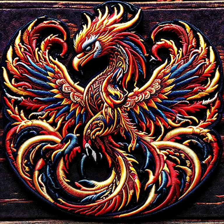 Ral-embroideredpatch, A Majestic Phoenix Rising From Fiery E...