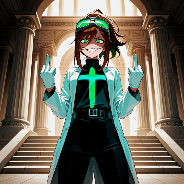 Brown Hair, Green Eyes, Lab Coat, Mad Scientist, Mad Scienti...