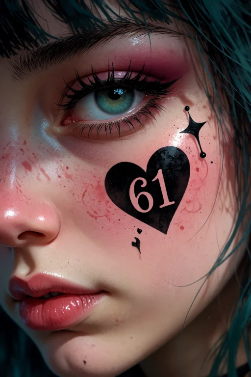 , A Heart 61 Tattoo On Left Cheek, Over The Course Of The Ne...