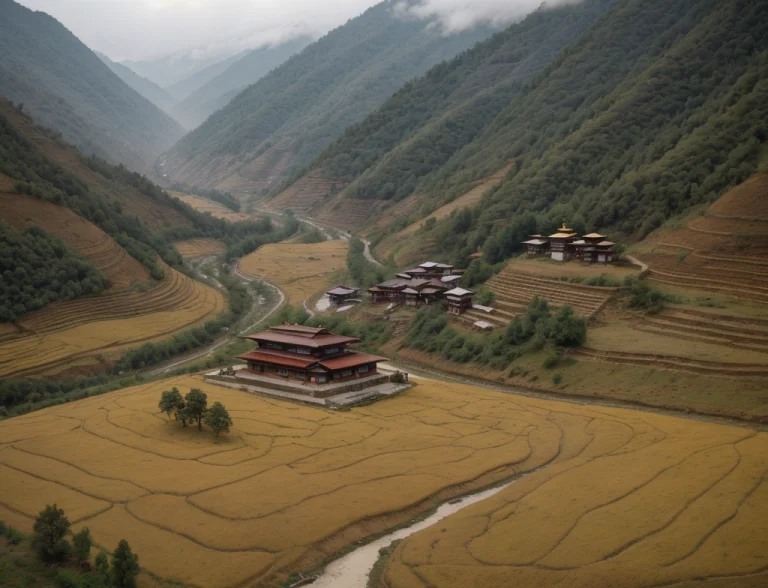 Analogue Film Photo Rural Bhutan, Iconic Bhutanese Countrysi...