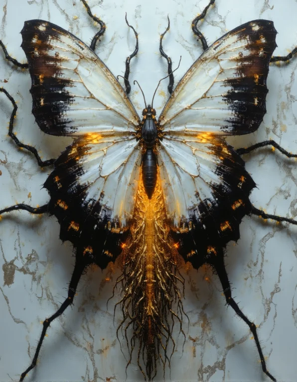 A Hyper-detailed, Biomechanical Butterfly With Wings That Ap...