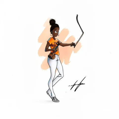 1girl, Dark Skin, Instrument, Shirt, Holding, Violin, Pants,... — SDXL AI Prompt: 1girl, dark skin, instrument, shirt, holding, violin, pants, worst quality, solo...