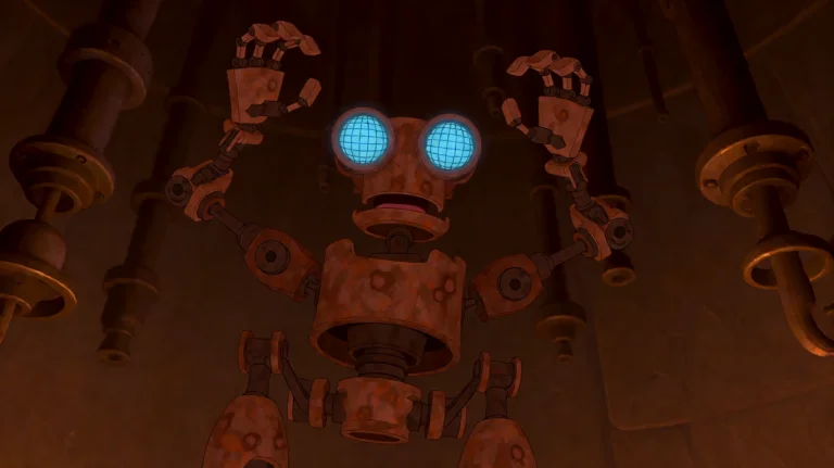 Trsrplnt2002, A Rusty, Mechanical Creature With Glowing Blue...