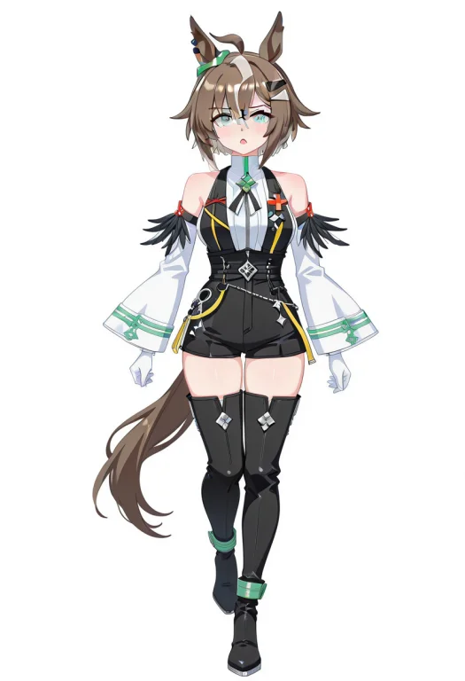 Standingononeleg, Streakedhair, Thighboots, Whitegloves, Whi...
