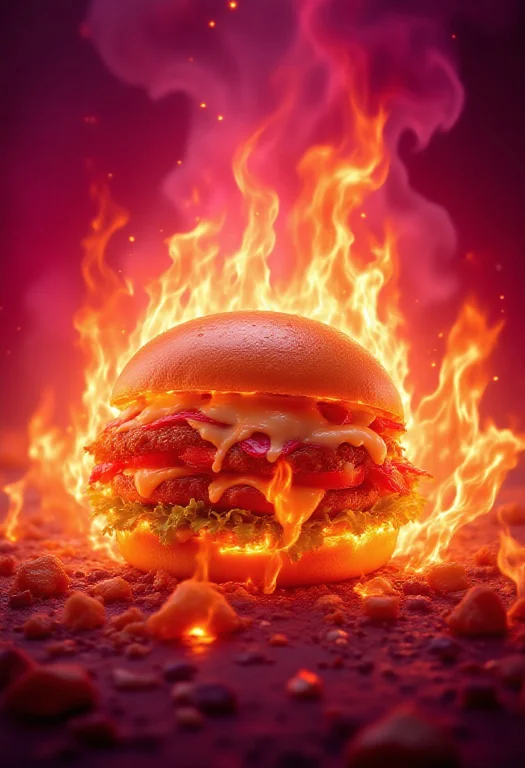 A Massive Burrito, Completely Engulfed In Flames, Inferno, B...