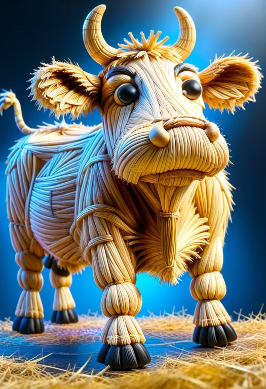 Cow, Hay Cow, Cow Made Of Straw And Hay, Colorful, , Shiny,...