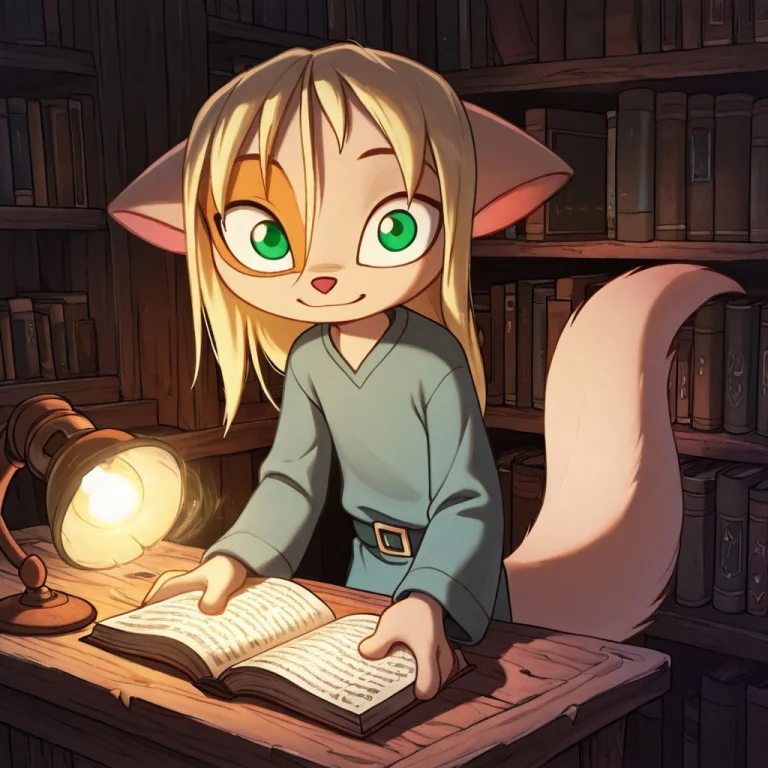 1girl, Solo, Paige, Green Eyes ,blonde Hair, Furry, Tail, Fu...